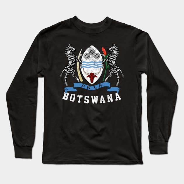 Botswana // Vintage Look Flag Design Long Sleeve T-Shirt by DankFutura